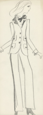 Oryginalny szkic pierwszego damskiego smokingu © Musée Yves Saint Laurent Paris