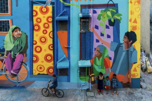 Aravani Art Project, JA/MY, 2020, mural, Mahim (E) Art, District, Mumbaj. Fot. Pranav Gohil.